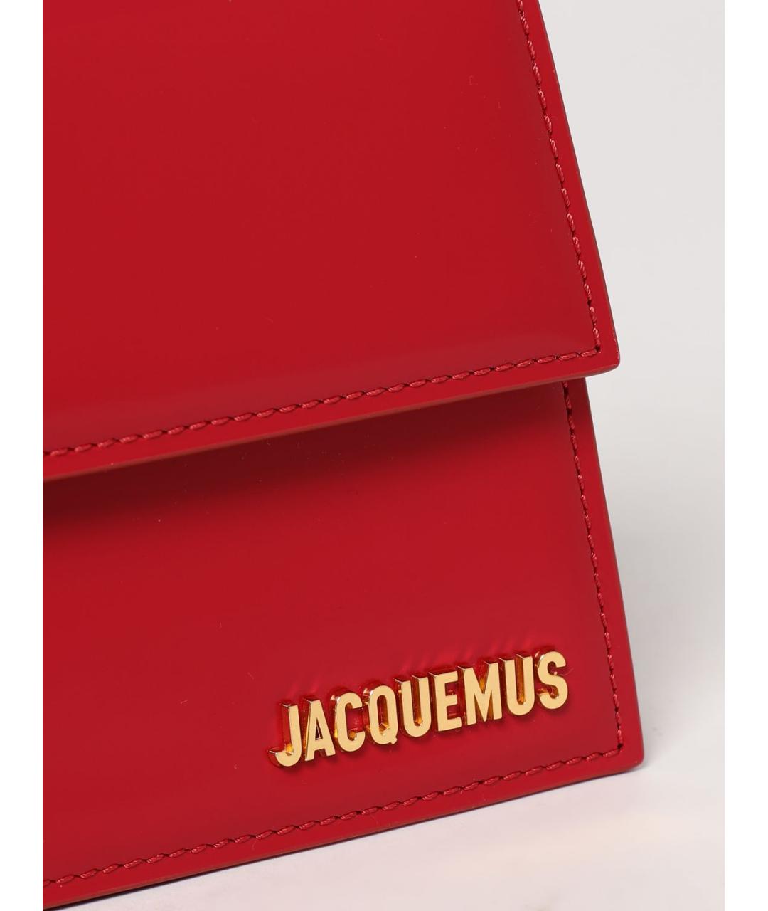 JACQUEMUS Красная кожаная сумка через плечо, фото 4