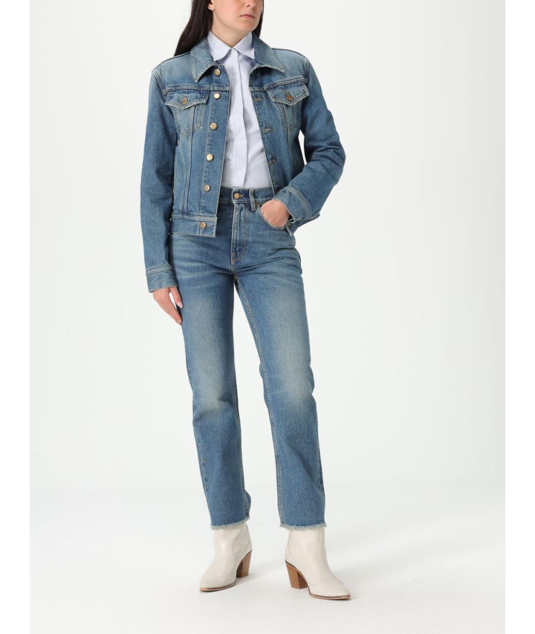 GOLDEN GOOSE DELUXE BRAND Синие прямые джинсы, фото 3