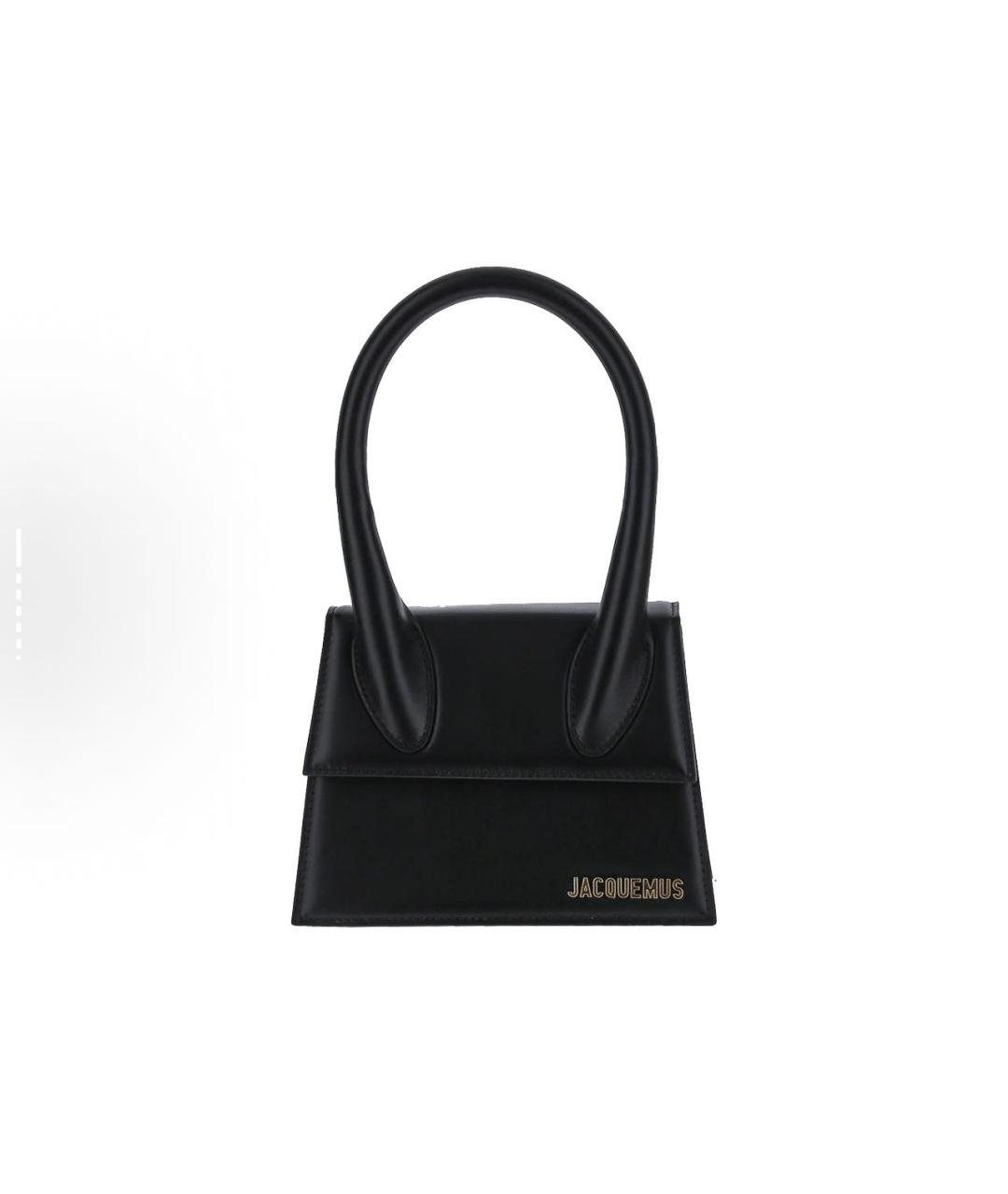 JACQUEMUS Черная кожаная сумка с короткими ручками, фото 6