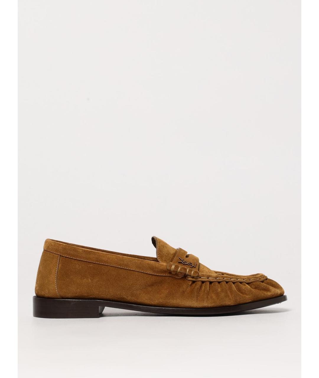 SAINT LAURENT Коричневые кожаные лоферы, фото 5