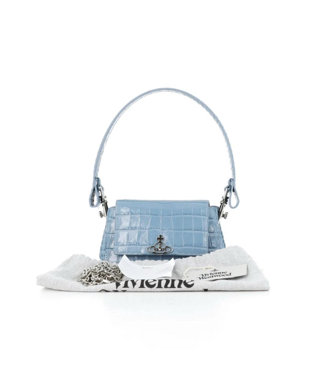 VIVIENNE WESTWOOD Бирюзовая кожаная сумка с короткими ручками, фото 3