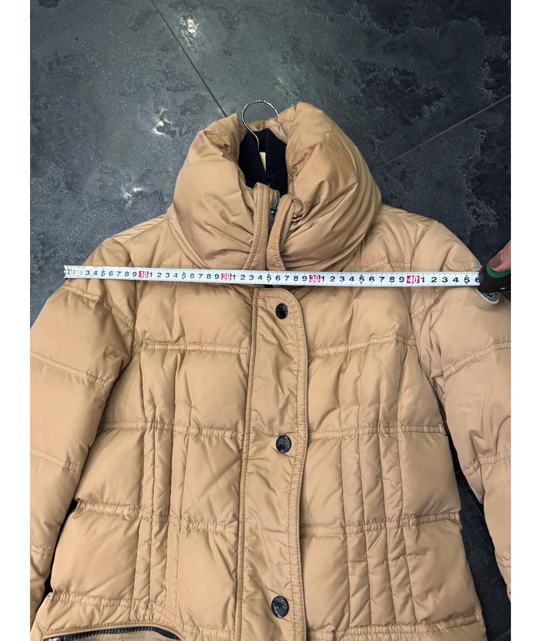 MONCLER Бежевый полиэстеровый пуховик, фото 8