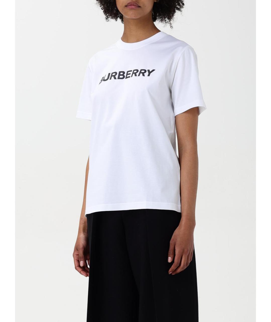 BURBERRY Белая хлопковая футболка, фото 5