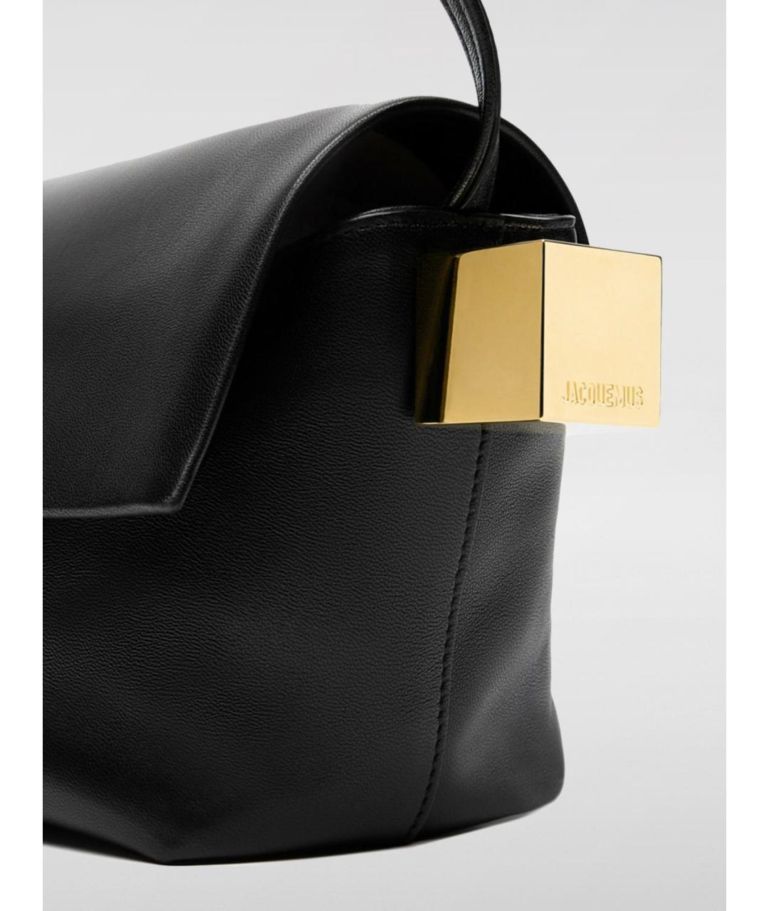 JACQUEMUS Черная кожаная сумка через плечо, фото 4