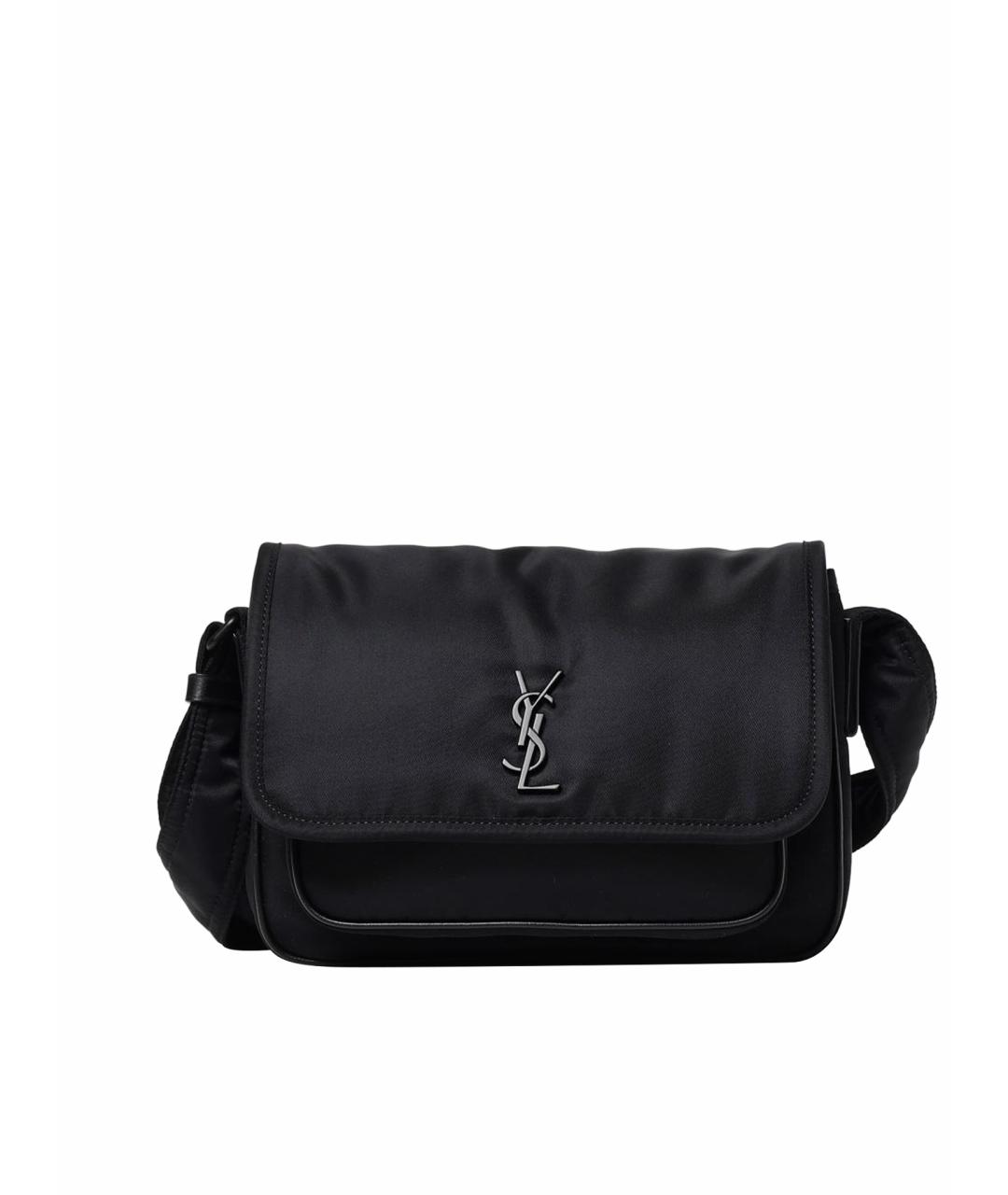 SAINT LAURENT Черная тканевая сумка на плечо, фото 1