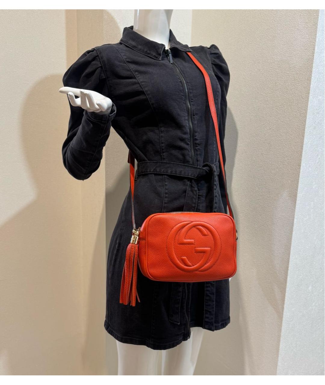 GUCCI Оранжевая кожаная сумка через плечо, фото 3