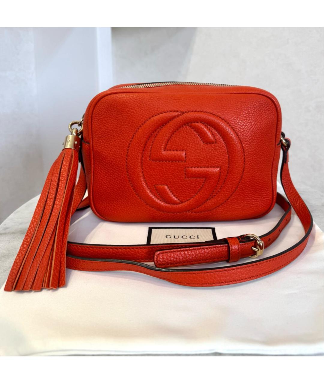 GUCCI Оранжевая кожаная сумка через плечо, фото 2