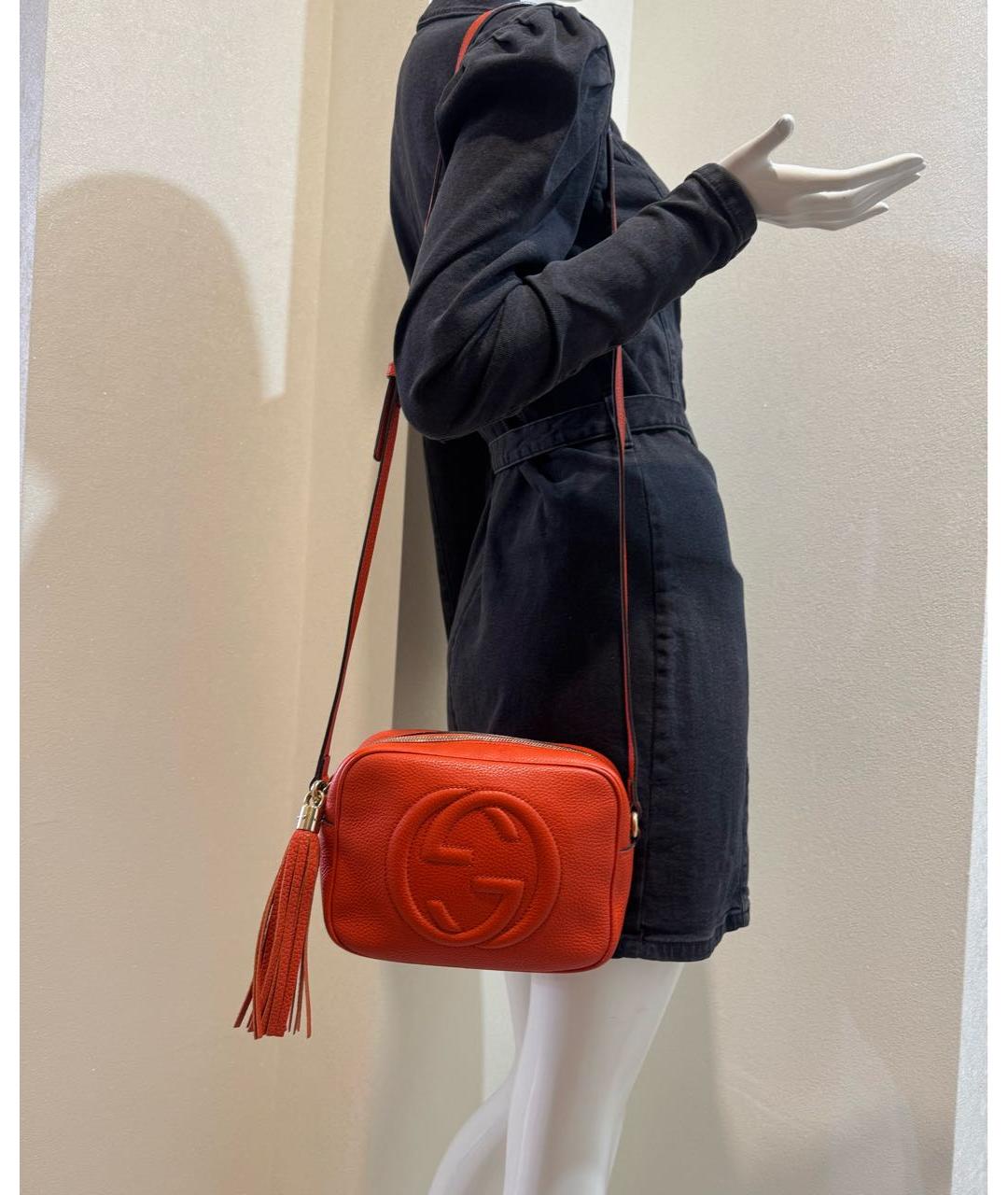 GUCCI Оранжевая кожаная сумка через плечо, фото 4