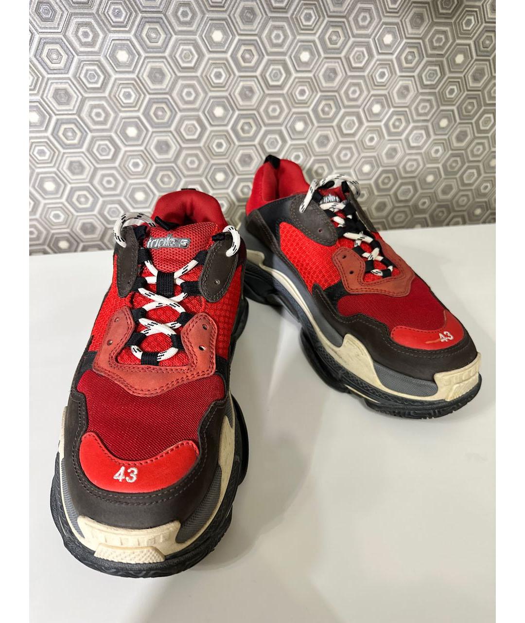 BALENCIAGA Красные текстильные высокие кроссовки / кеды, фото 3