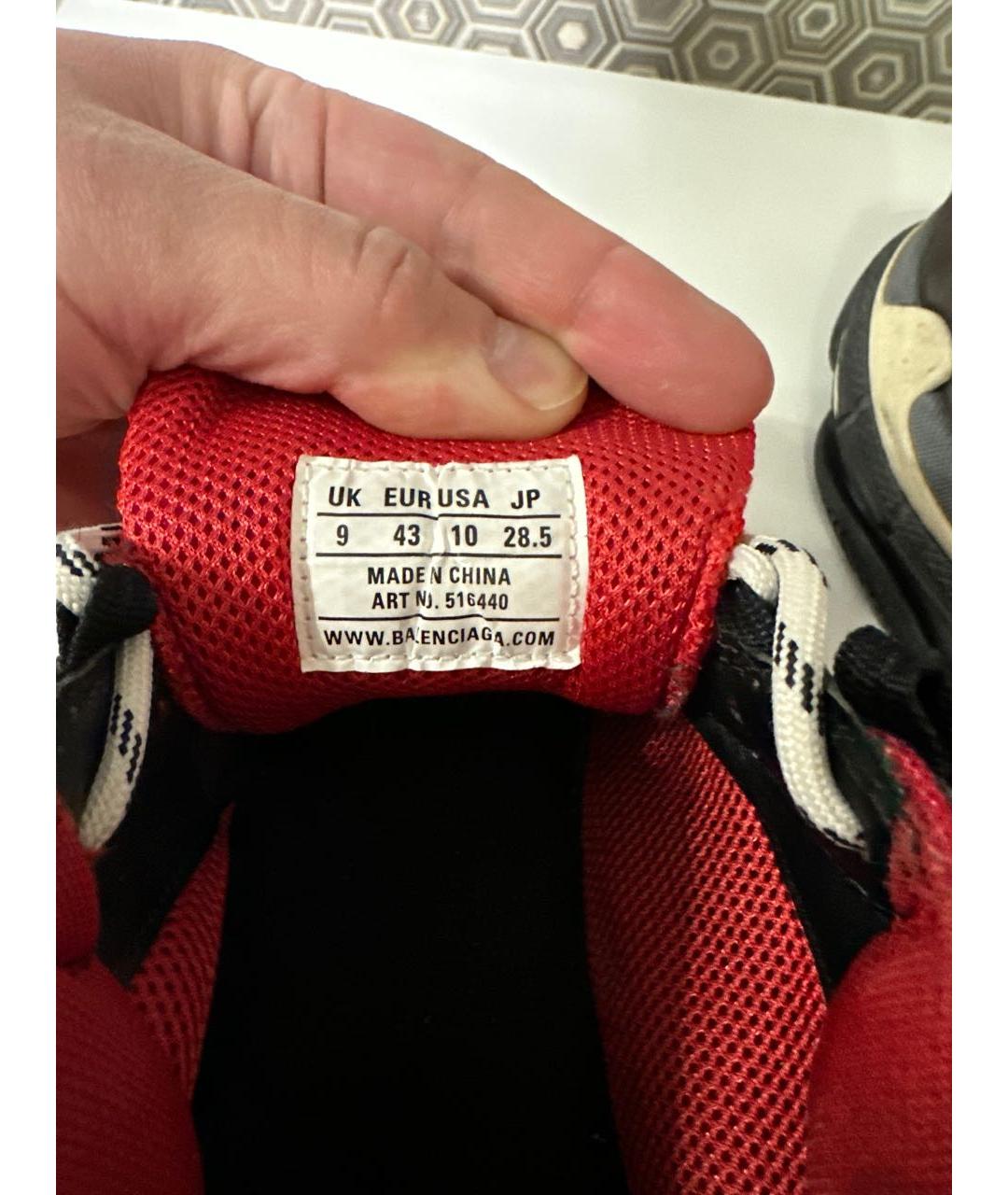 BALENCIAGA Красные текстильные высокие кроссовки / кеды, фото 5