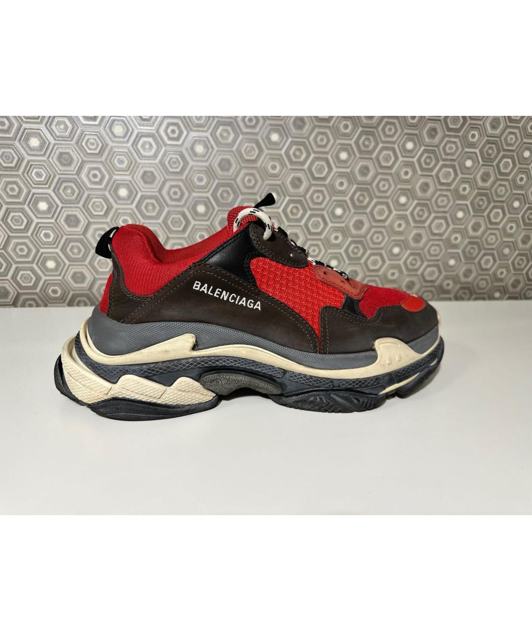 BALENCIAGA Красные текстильные высокие кроссовки / кеды, фото 6