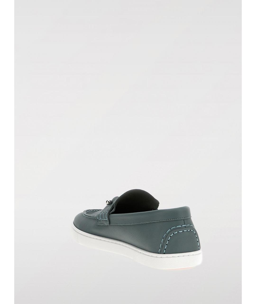 CHRISTIAN LOUBOUTIN Синие кожаные лоферы, фото 3
