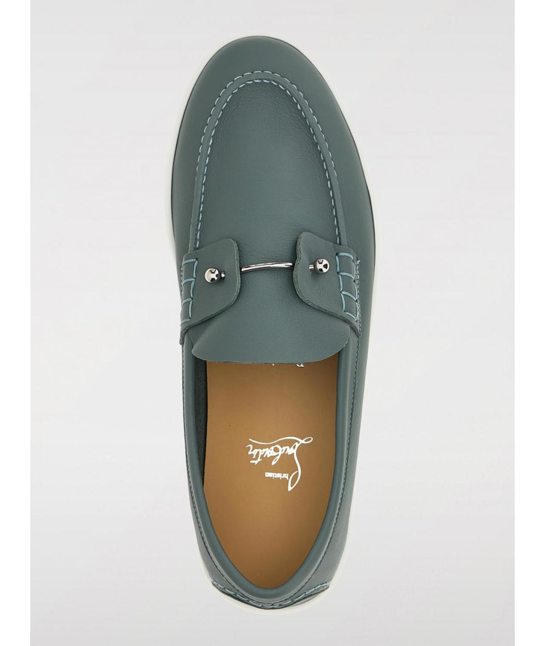 CHRISTIAN LOUBOUTIN Синие кожаные лоферы, фото 4