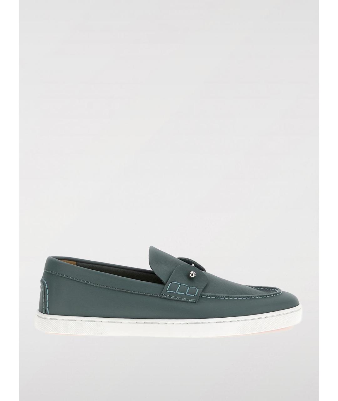 CHRISTIAN LOUBOUTIN Синие кожаные лоферы, фото 5