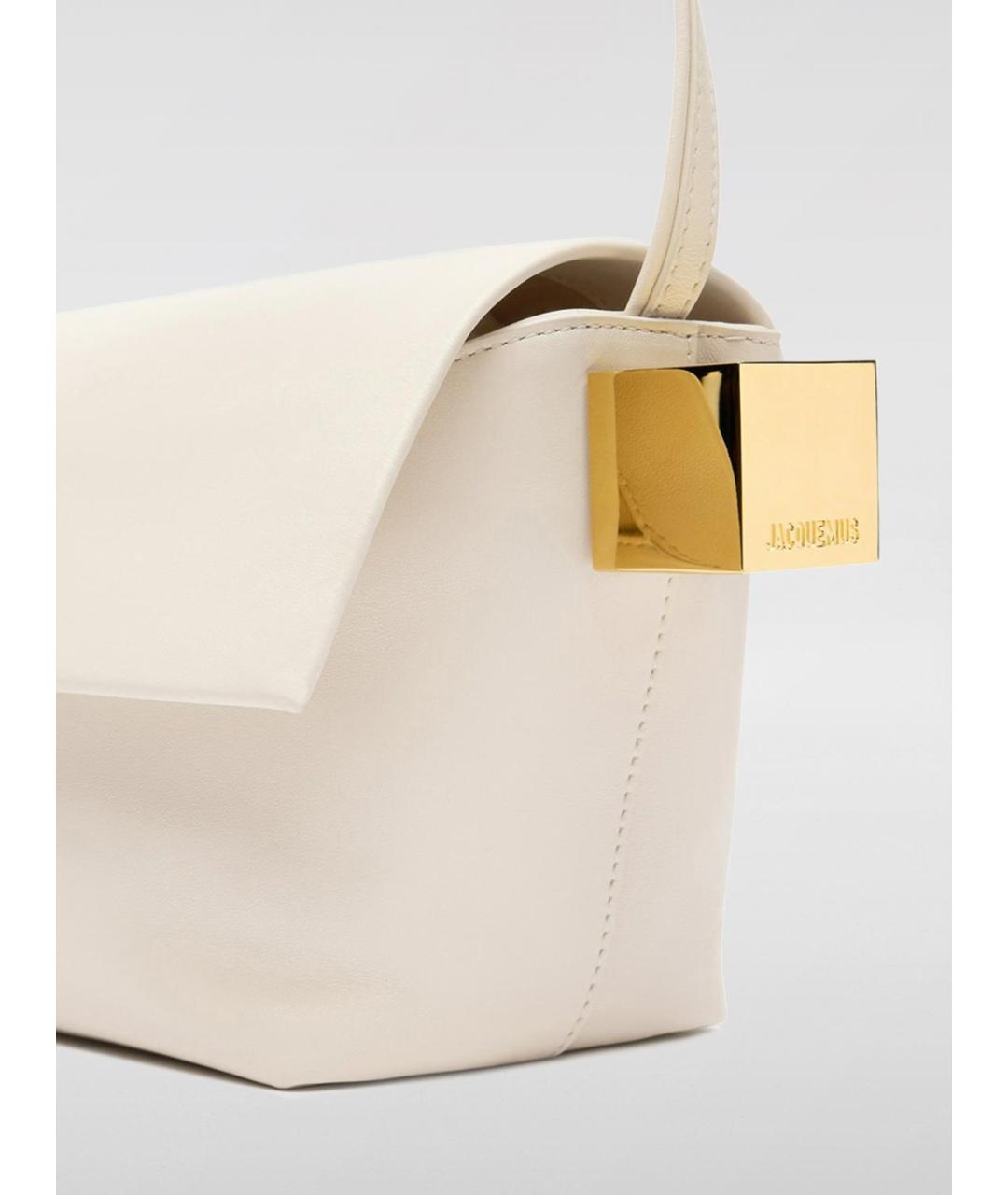 JACQUEMUS Бежевая кожаная сумка через плечо, фото 4
