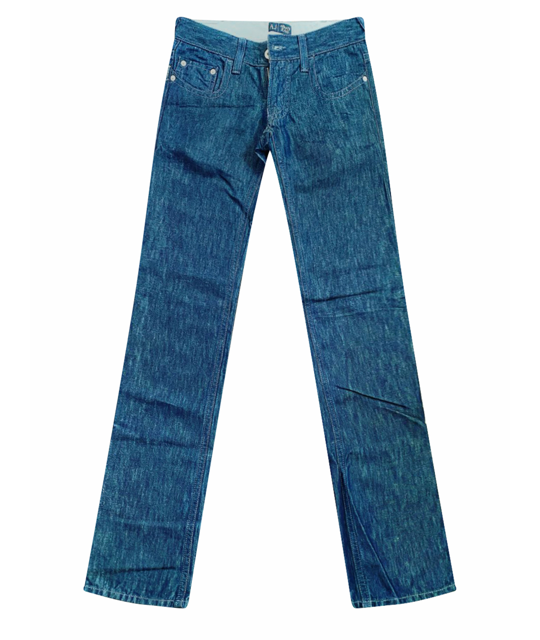 ARMANI JEANS Темно-синие хлопко-леновые прямые джинсы, фото 1