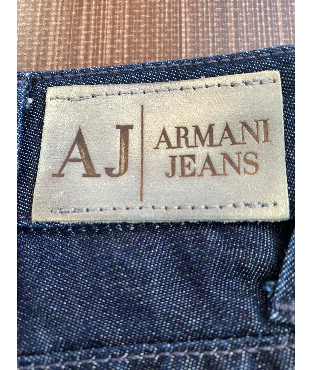 ARMANI JEANS Темно-синие хлопко-леновые прямые джинсы, фото 8