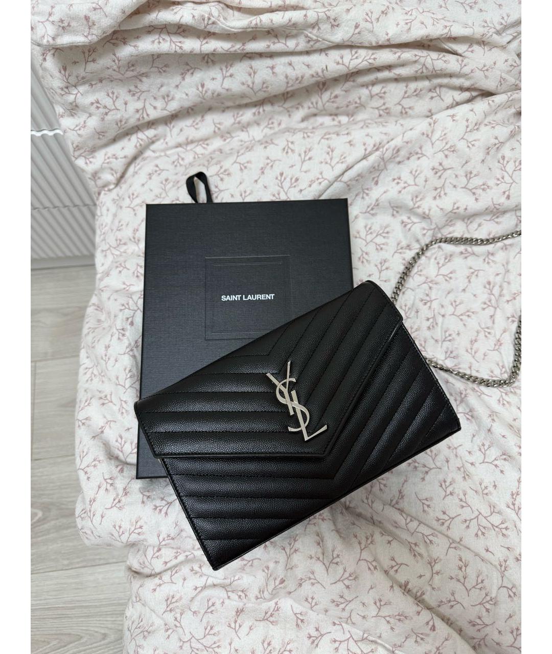SAINT LAURENT Черная кожаная сумка через плечо, фото 7