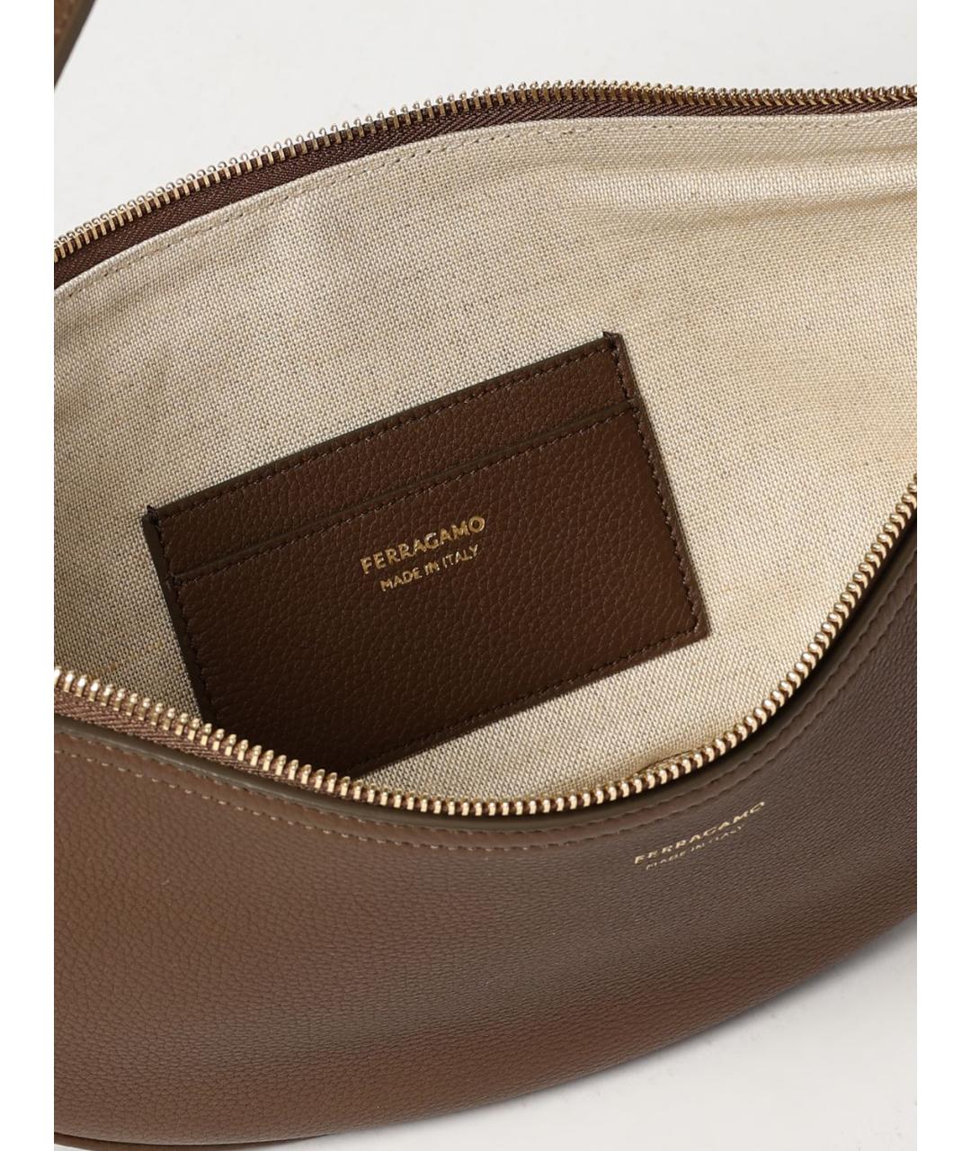 FERRAGAMO Коричневая кожаная сумка через плечо, фото 5