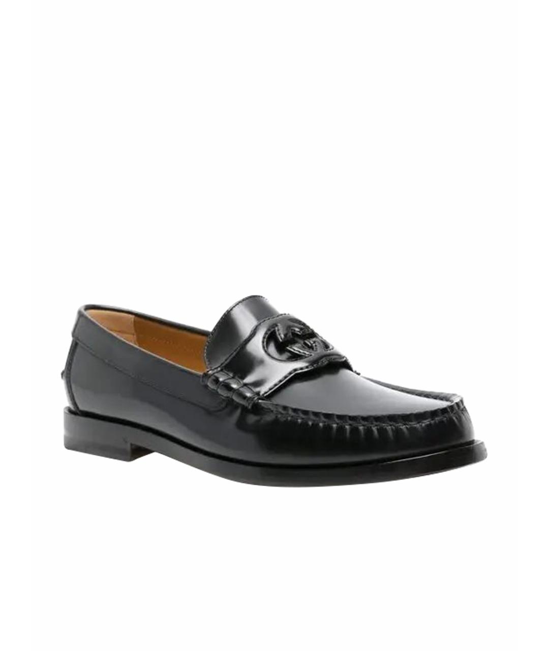 GUCCI Черные кожаные лоферы, фото 1