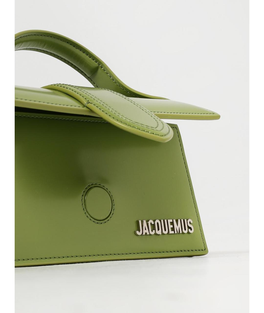 JACQUEMUS Зеленая кожаная сумка с короткими ручками, фото 4