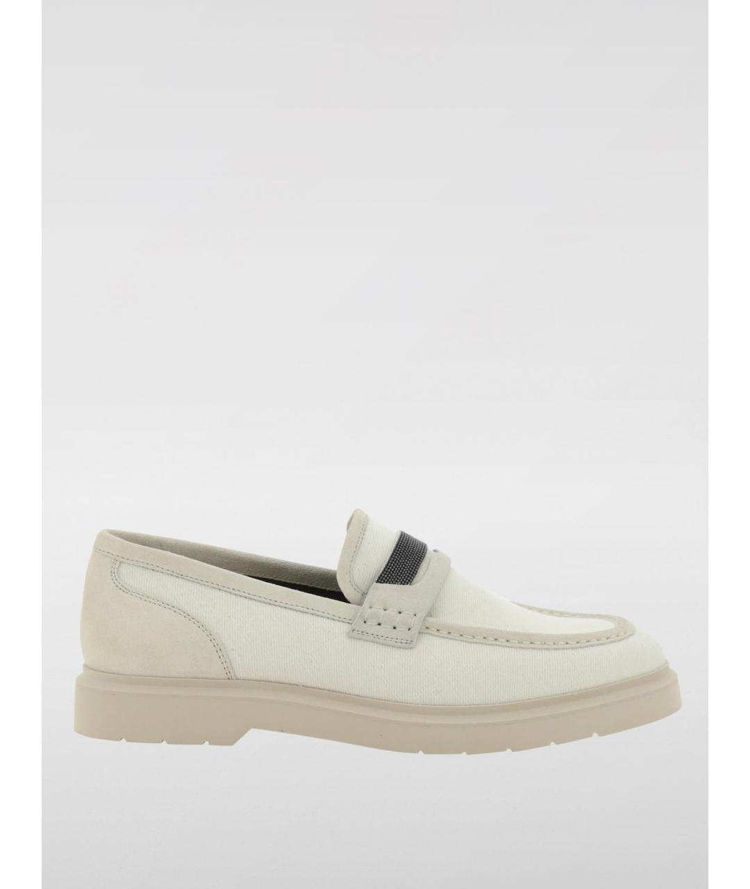 BRUNELLO CUCINELLI Белые текстильные лоферы, фото 4