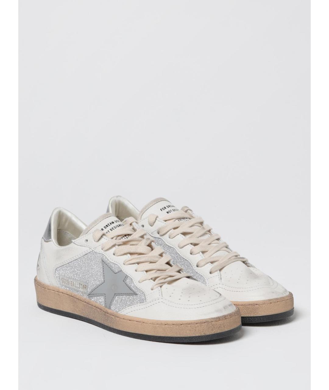 GOLDEN GOOSE DELUXE BRAND Серебряные кожаные кеды, фото 2