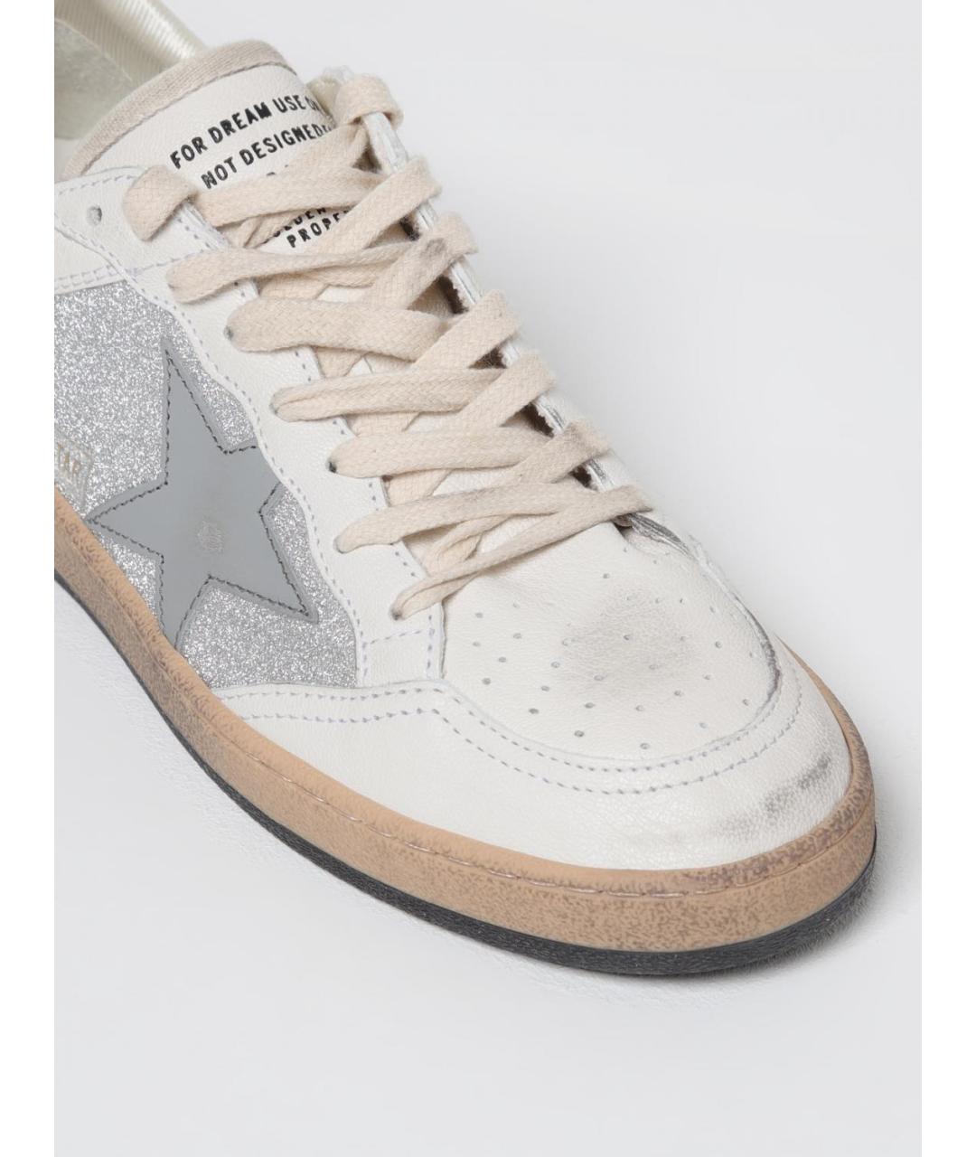 GOLDEN GOOSE DELUXE BRAND Серебряные кожаные кеды, фото 4