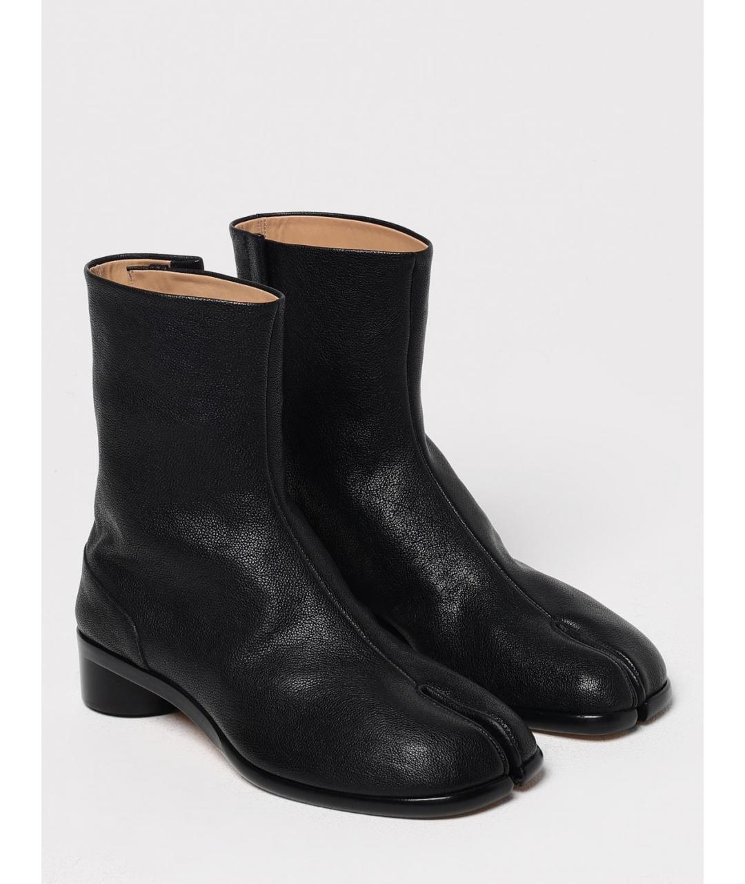 MAISON MARGIELA Черные кожаные высокие ботинки, фото 2