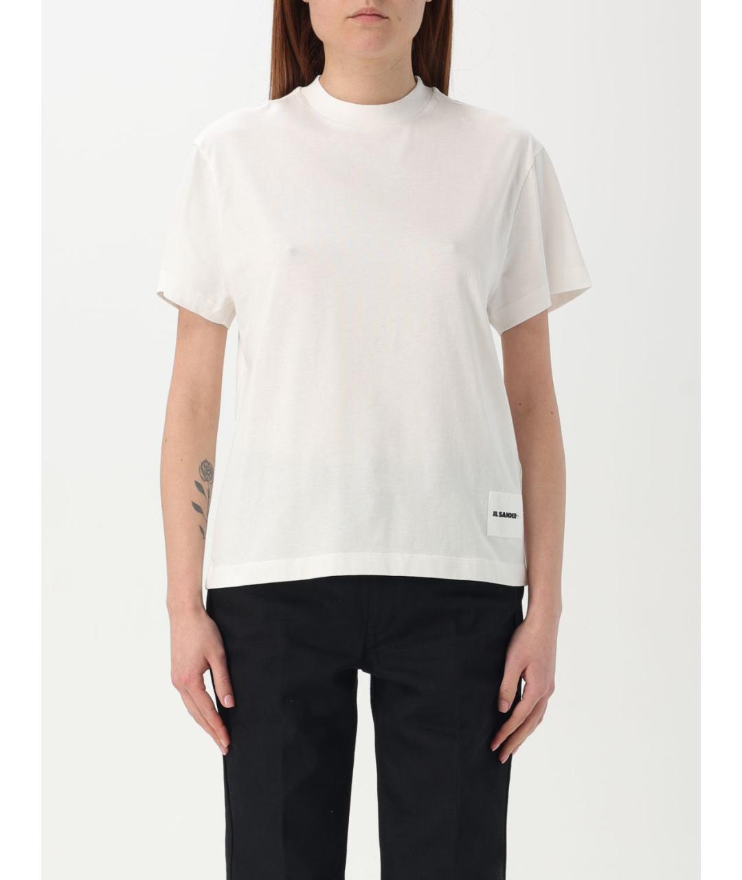 JIL SANDER Белая хлопковая футболка, фото 2