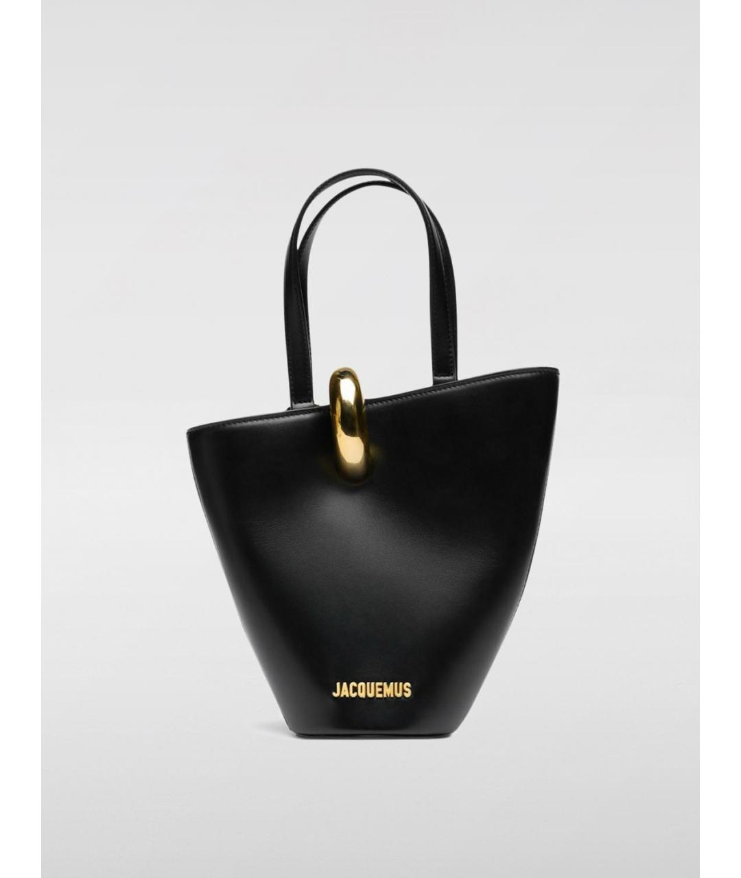 JACQUEMUS Черная кожаная сумка тоут, фото 5
