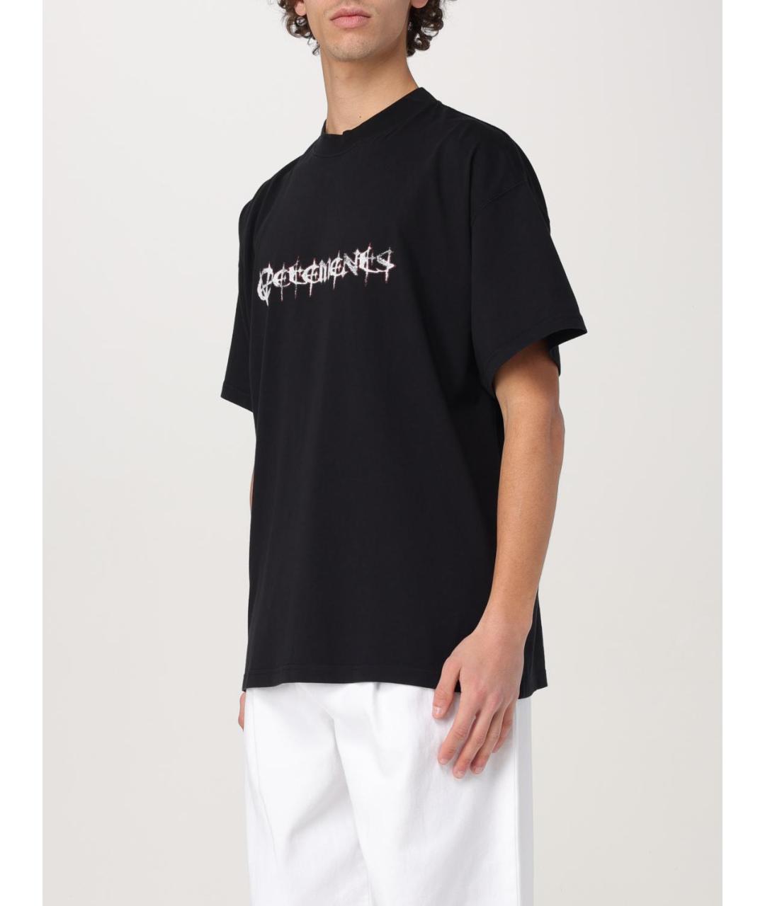 VETEMENTS Черная хлопковая футболка, фото 5