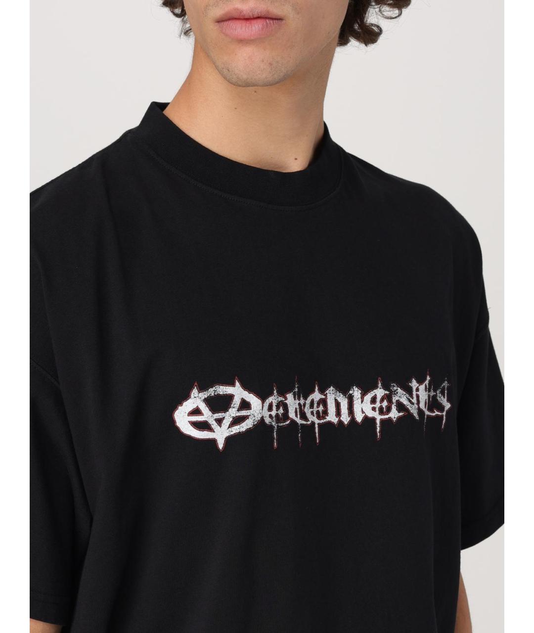 VETEMENTS Черная хлопковая футболка, фото 6
