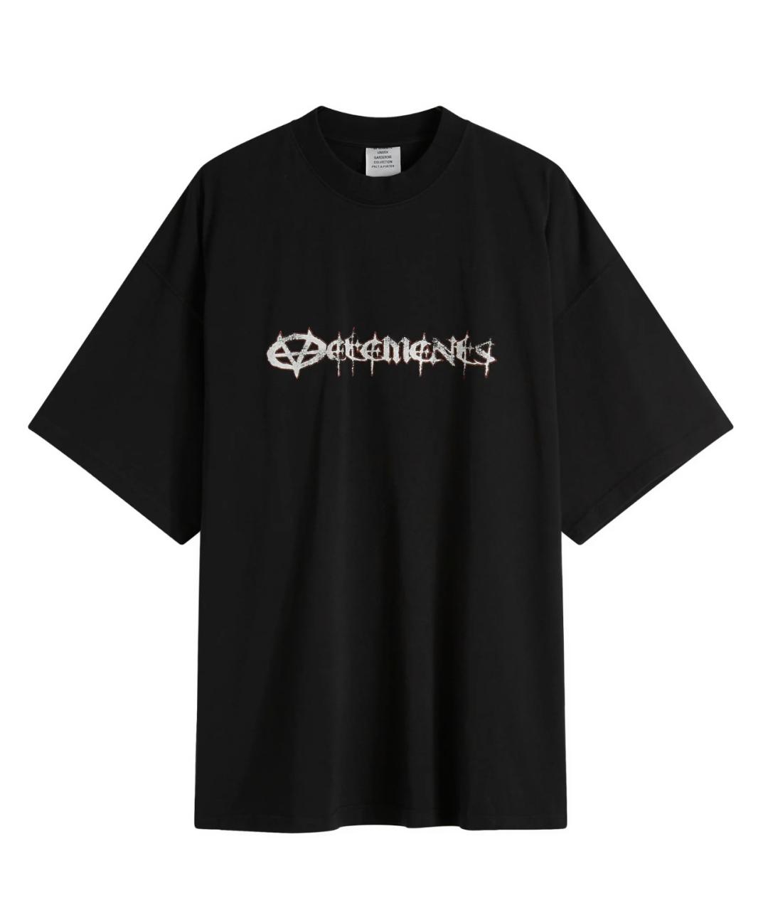 VETEMENTS Черная хлопковая футболка, фото 1