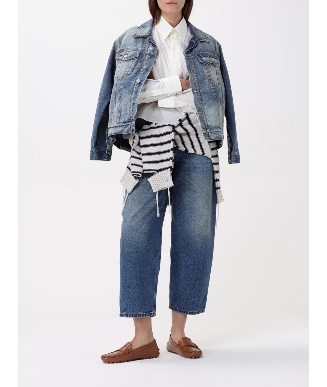 MM6 MAISON MARGIELA Синие хлопковые прямые джинсы, фото 3