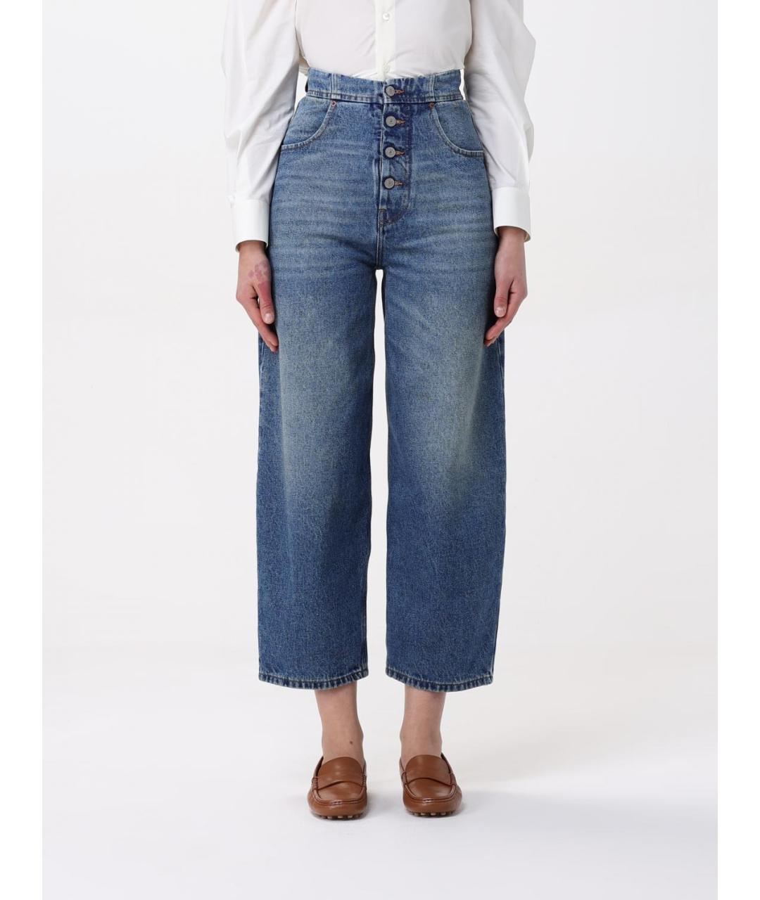 MM6 MAISON MARGIELA Синие хлопковые прямые джинсы, фото 2