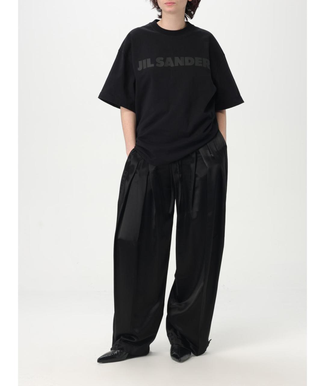 JIL SANDER Черные вискозные брюки широкие, фото 2