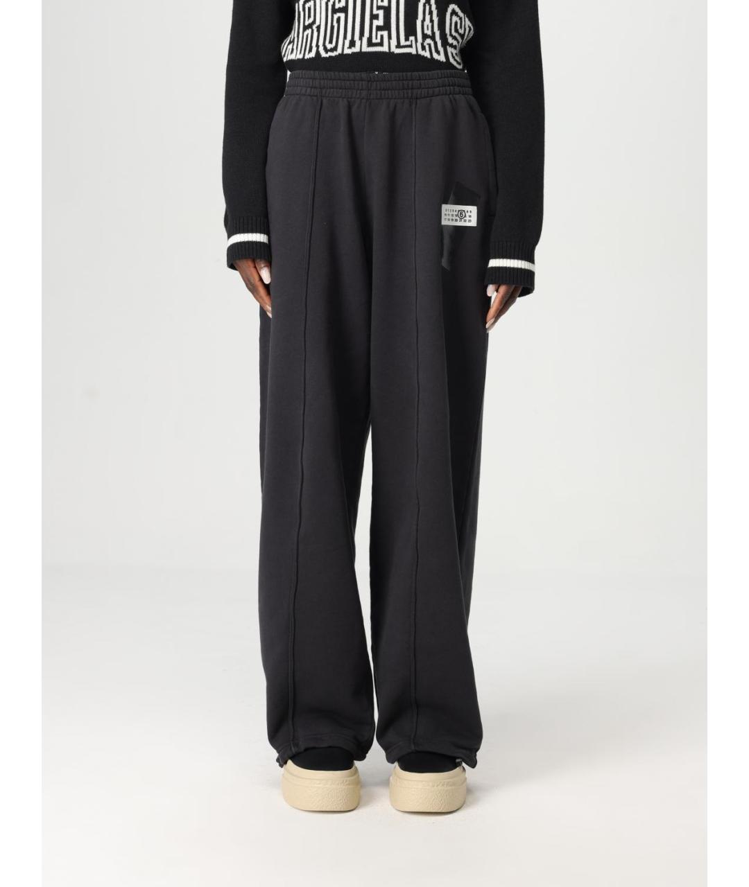 MM6 MAISON MARGIELA Черные хлопковые прямые брюки, фото 2