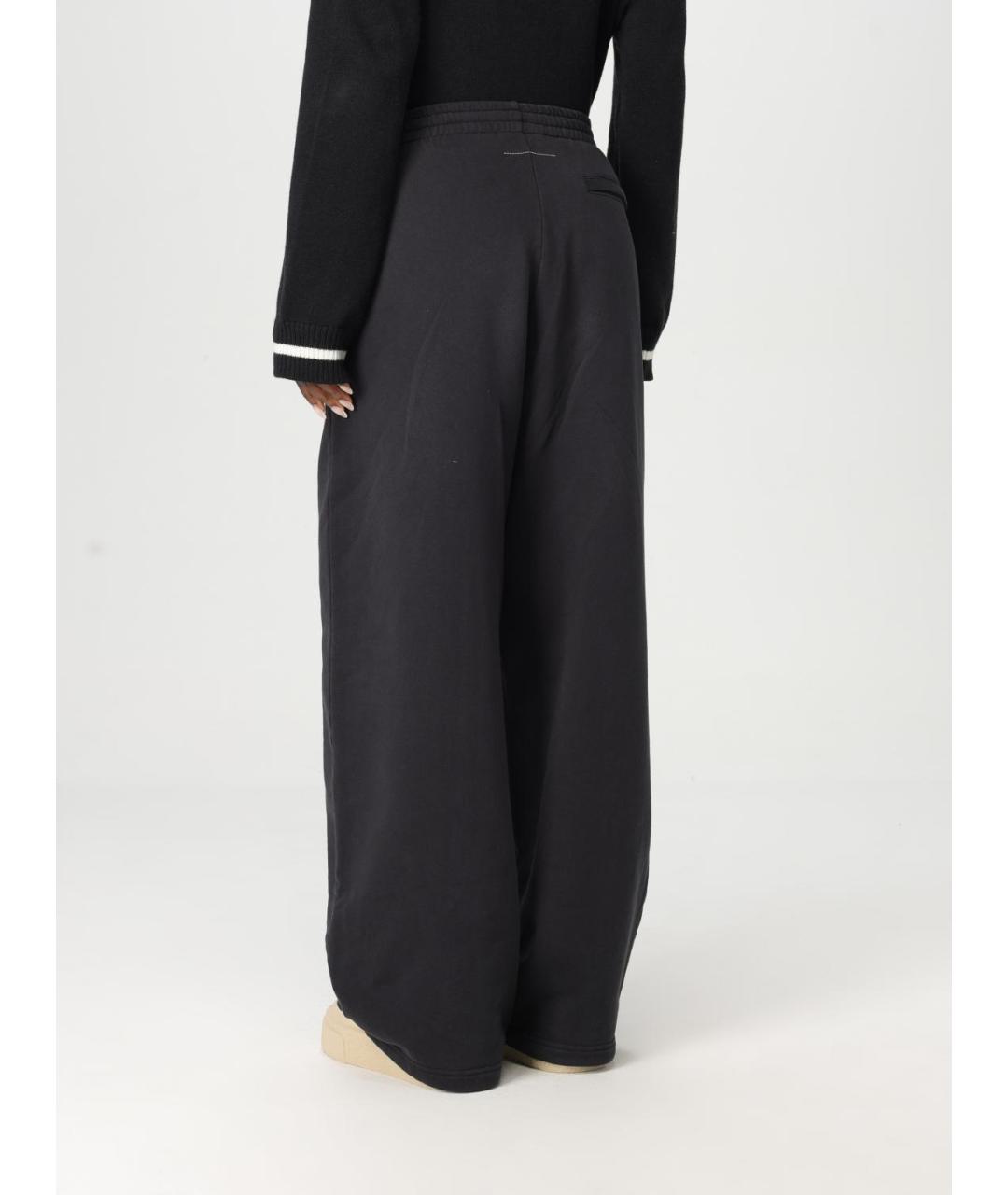 MM6 MAISON MARGIELA Черные хлопковые прямые брюки, фото 4