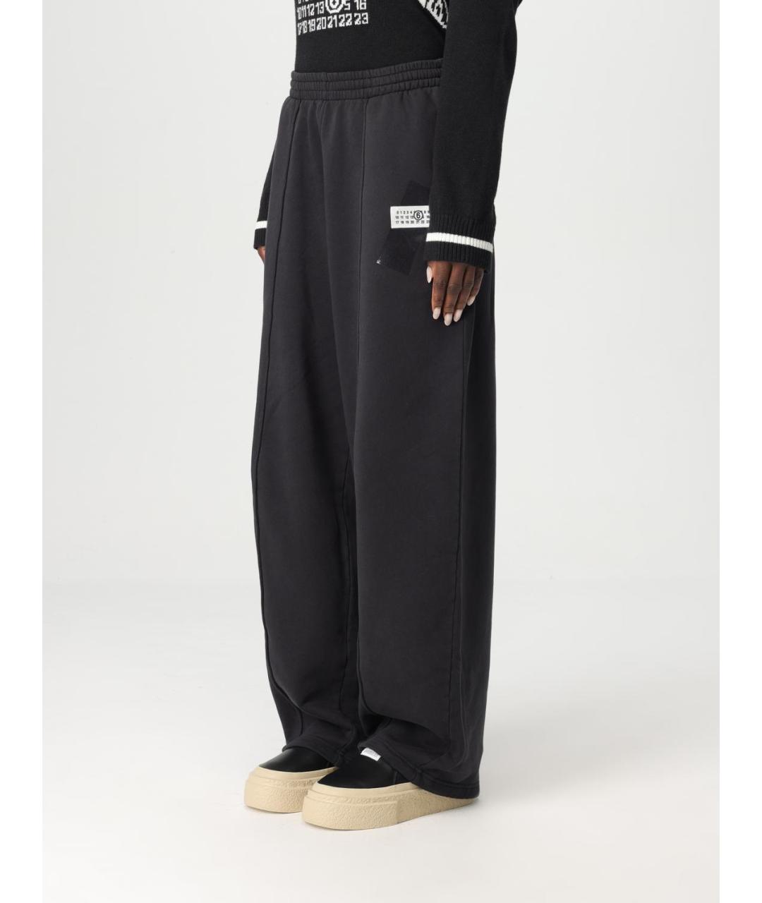 MM6 MAISON MARGIELA Черные хлопковые прямые брюки, фото 5