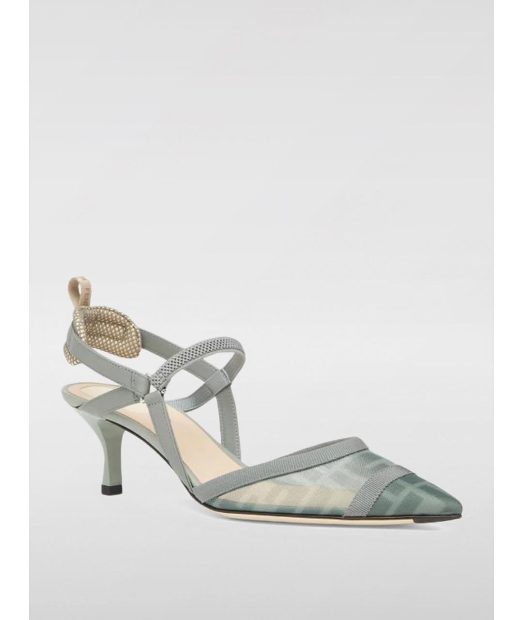 FENDI Зеленые текстильные туфли, фото 4