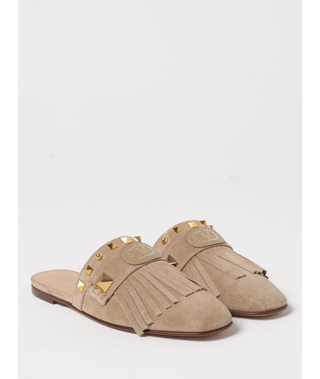 VALENTINO Бежевые кожаные мюли, фото 2