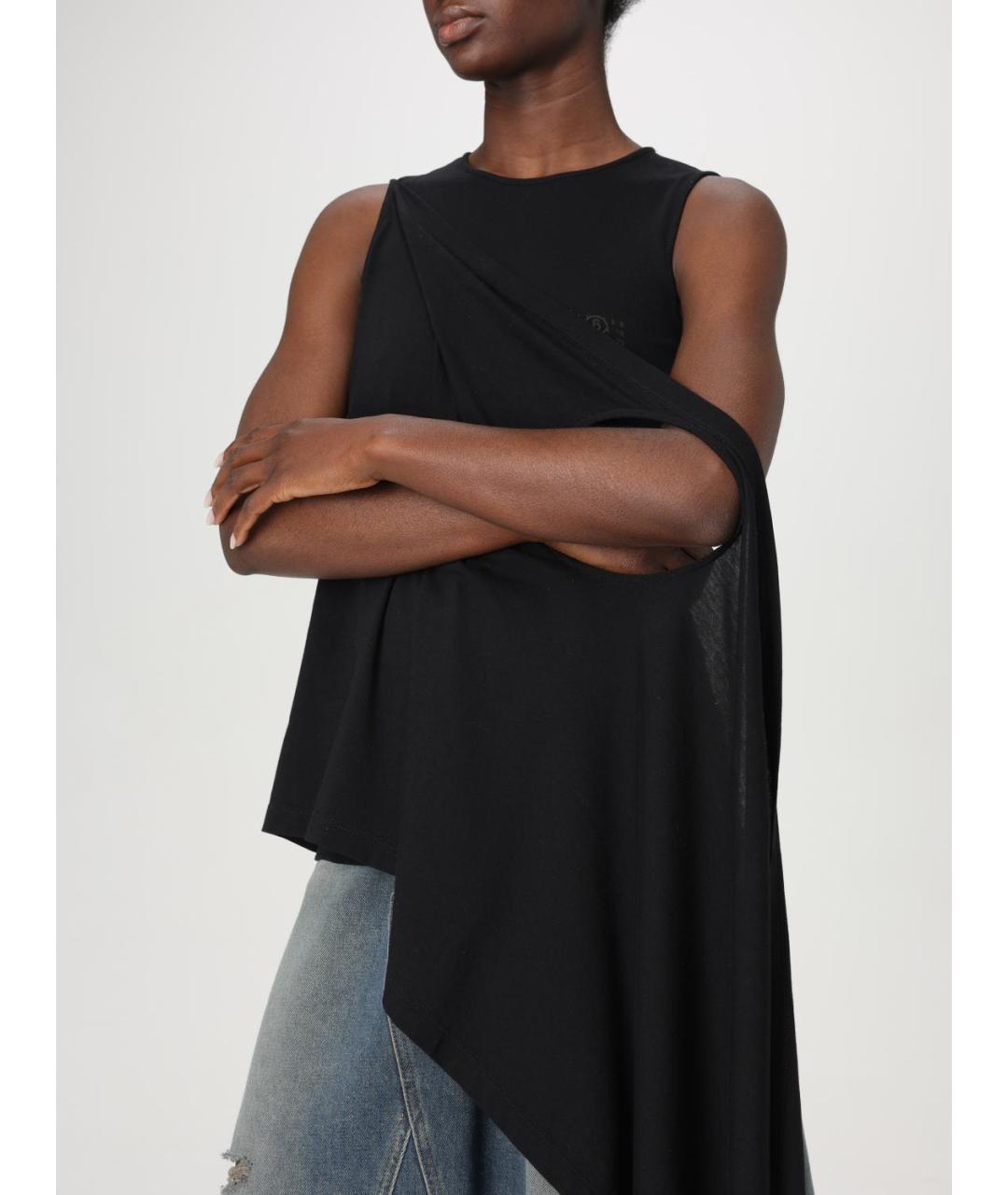 MM6 MAISON MARGIELA Черная хлопковая майка, фото 6