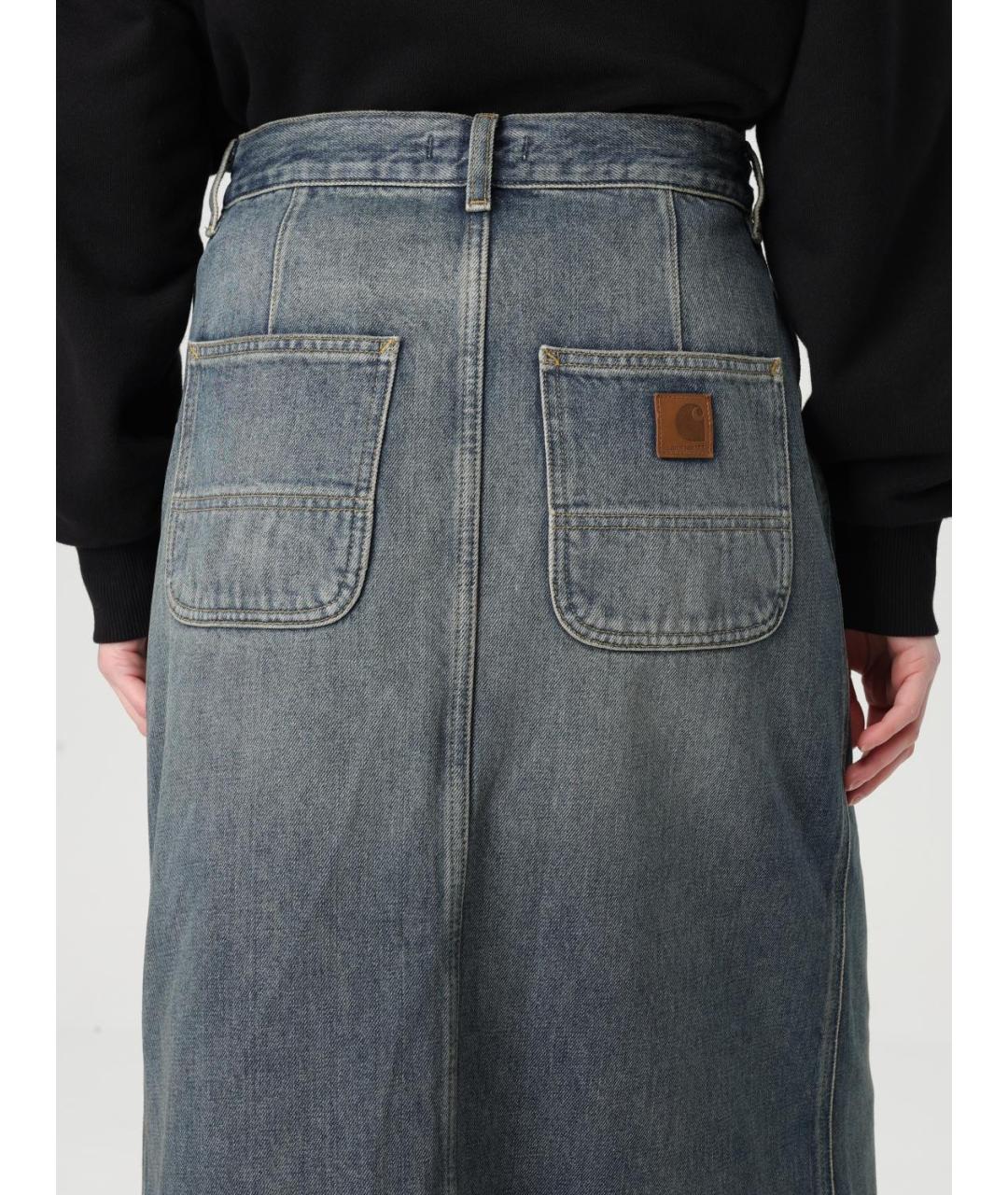 CARHARTT WIP Синяя хлопковая юбка миди, фото 5
