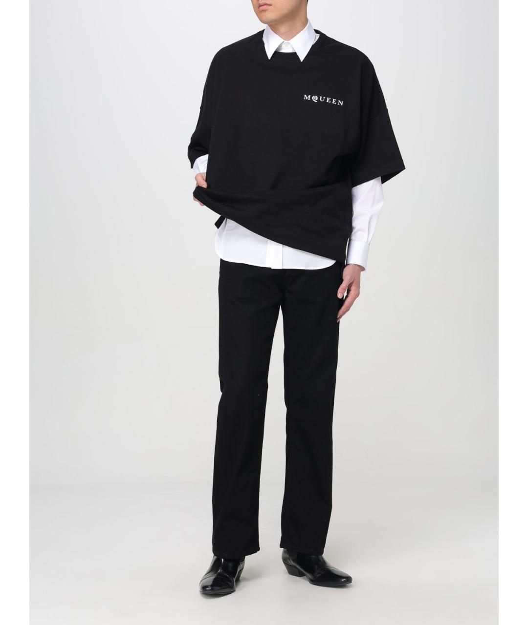 ALEXANDER MCQUEEN Черные хлопковые прямые джинсы, фото 3