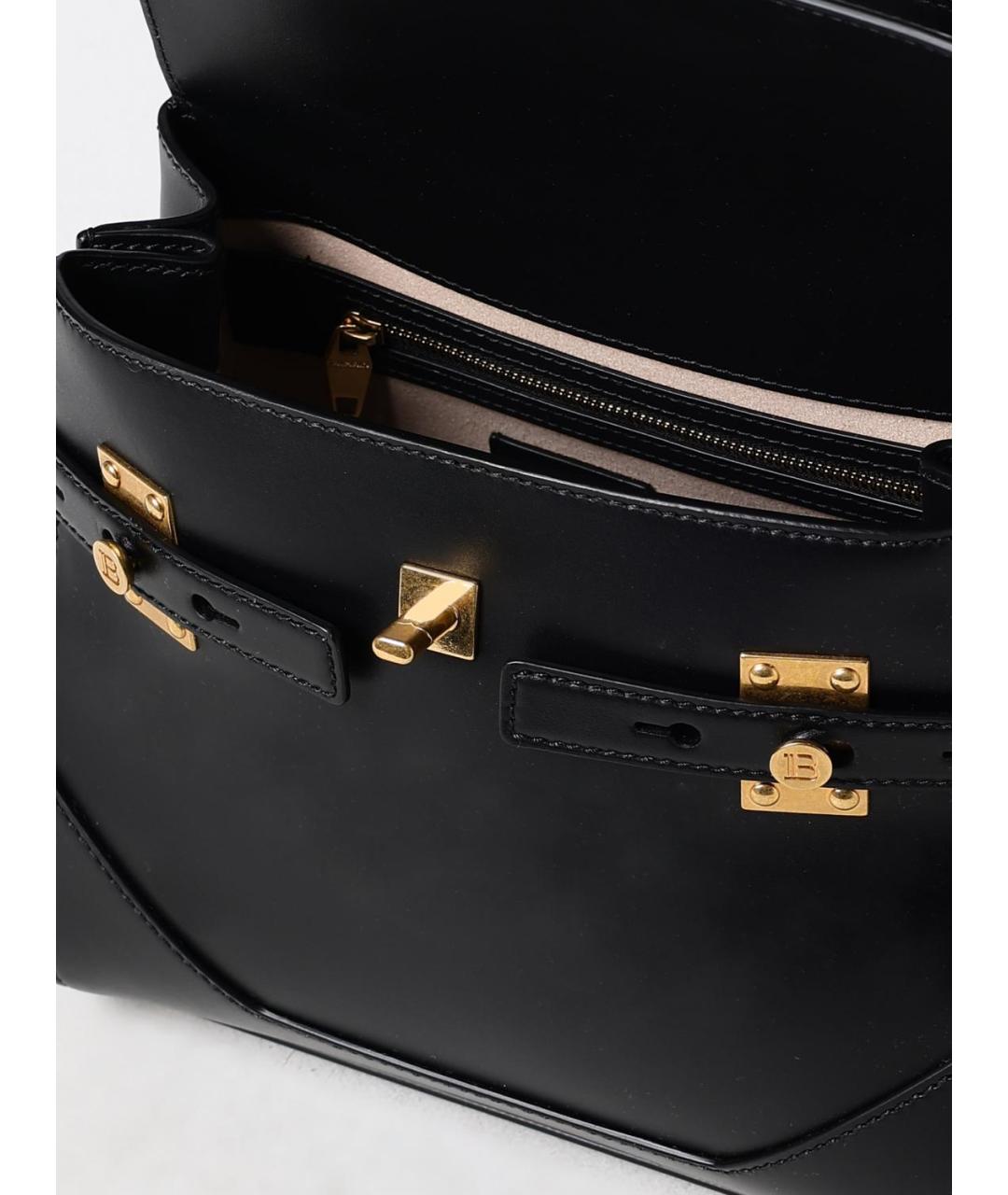 BALMAIN Черная кожаная сумка с короткими ручками, фото 5