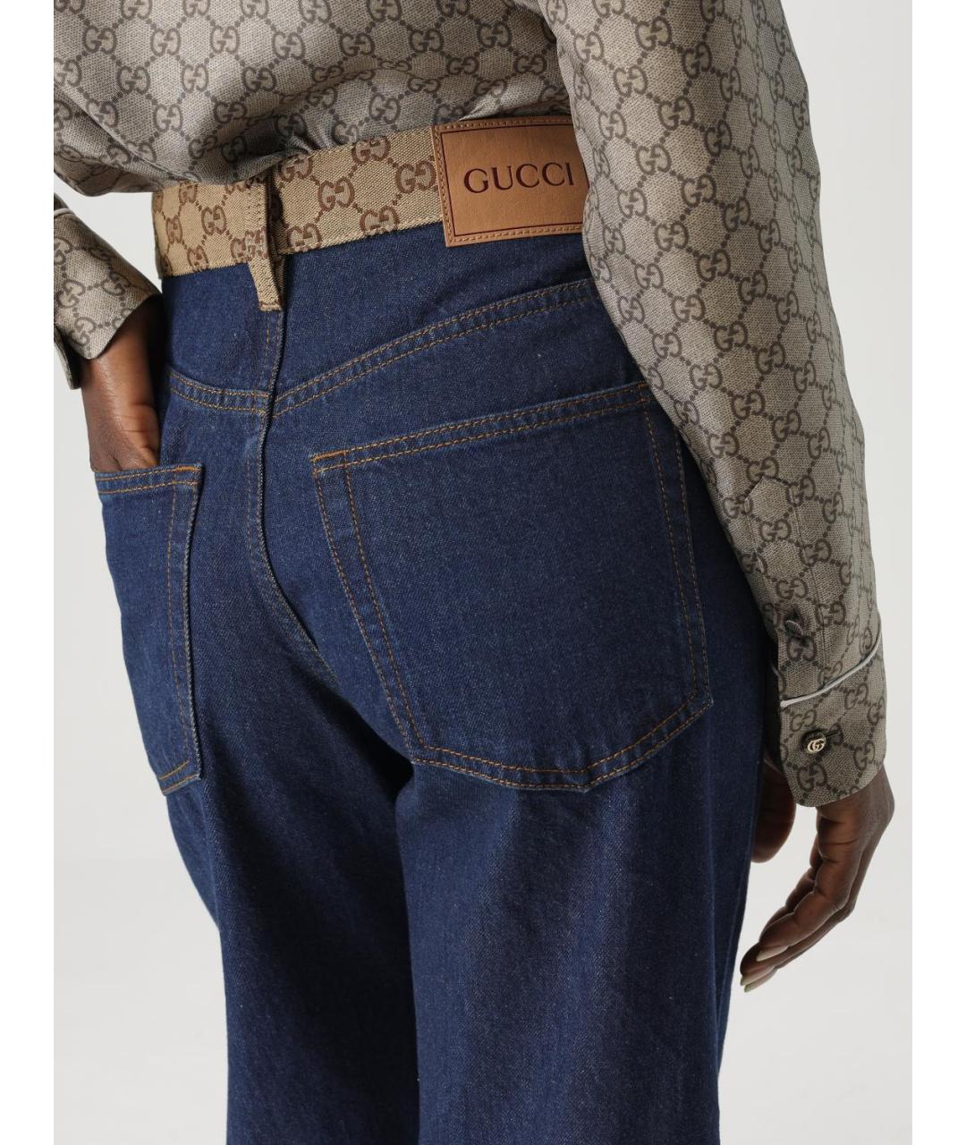 GUCCI Синие хлопковые прямые джинсы, фото 6