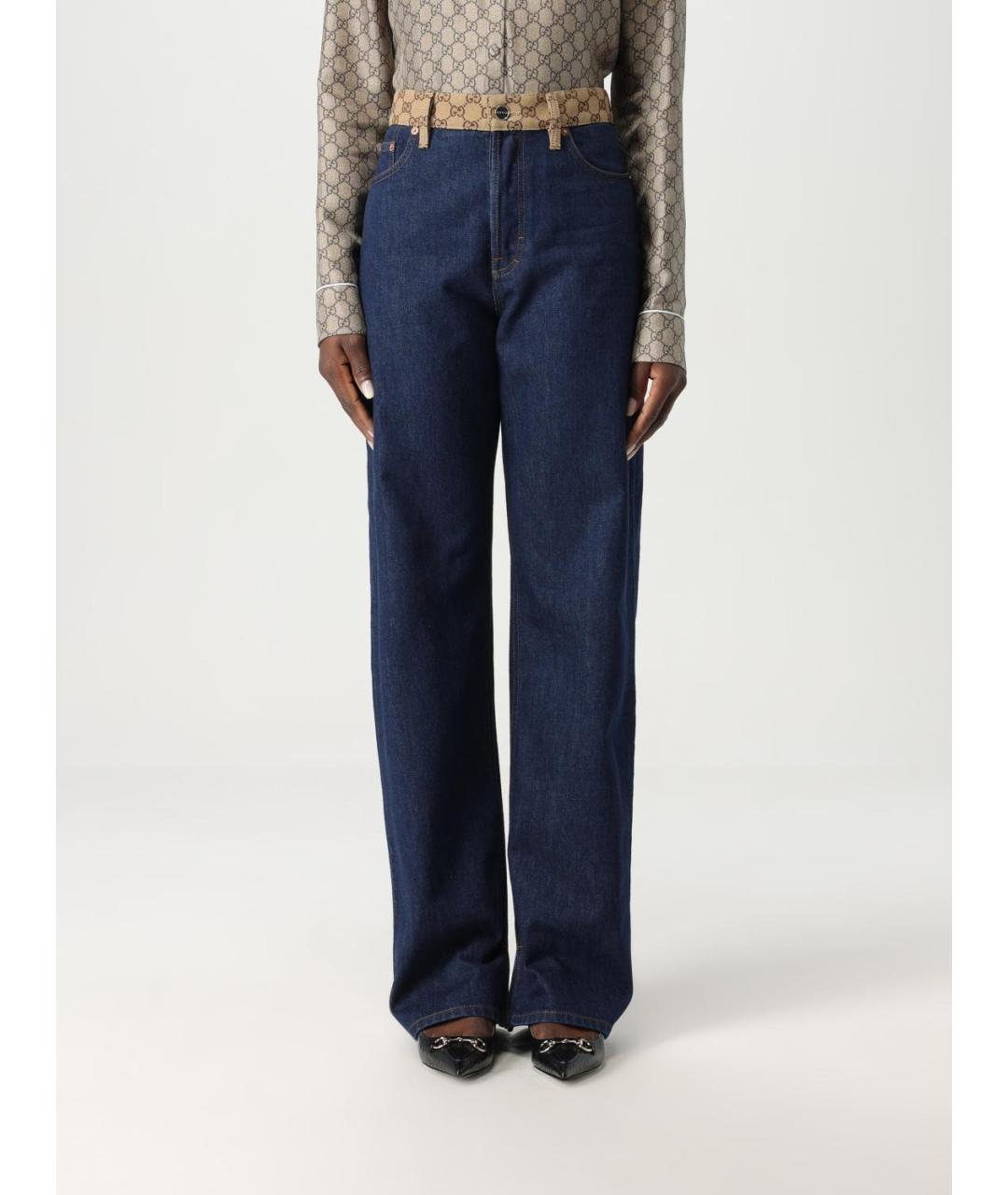 GUCCI Синие хлопковые прямые джинсы, фото 2