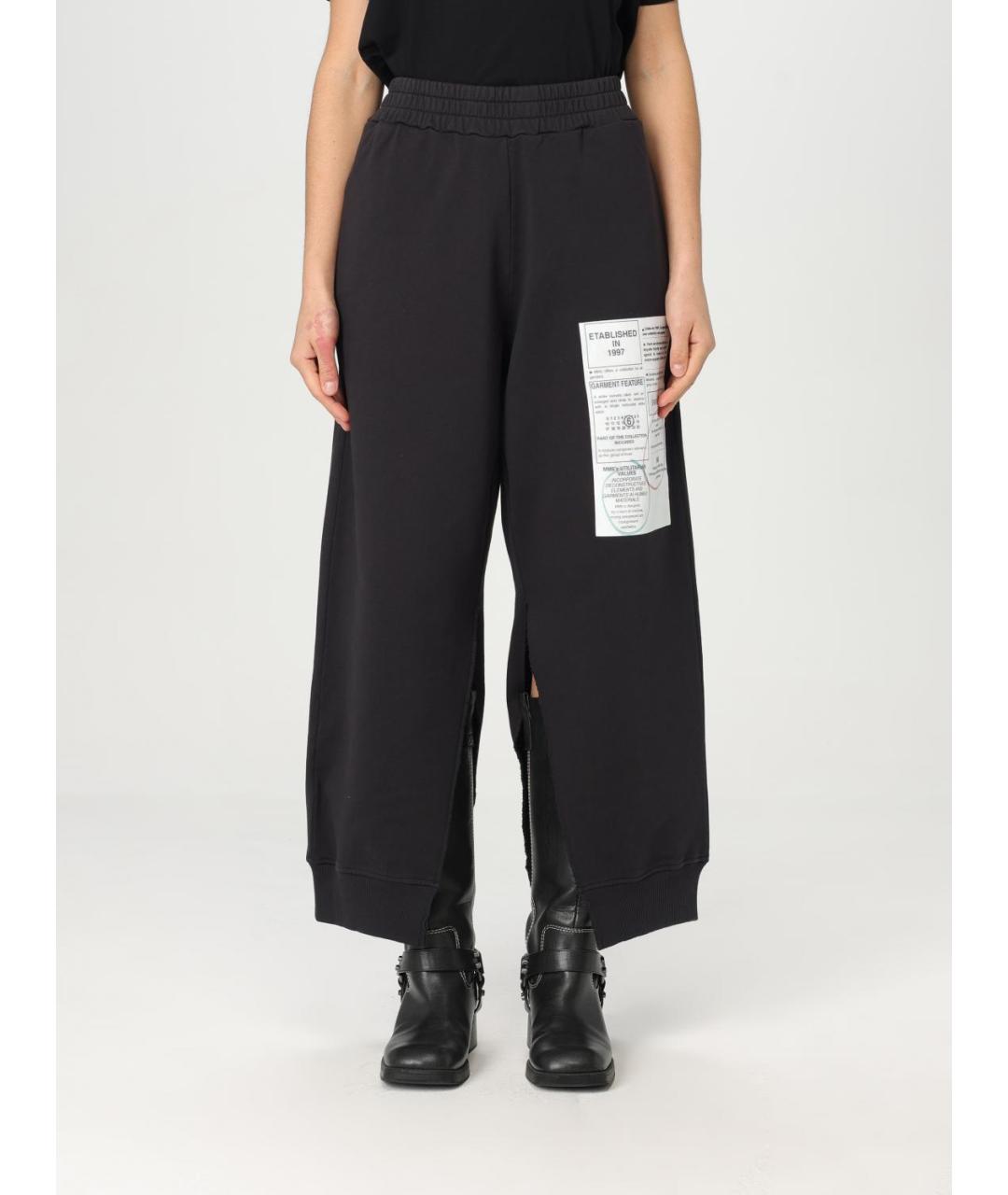 MM6 MAISON MARGIELA Черные хлопковые прямые брюки, фото 2