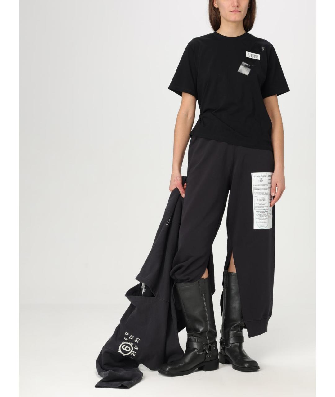 MM6 MAISON MARGIELA Черные хлопковые прямые брюки, фото 3